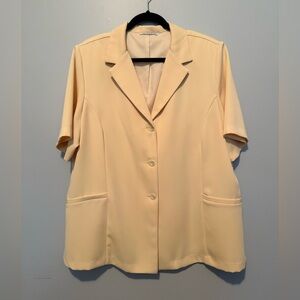 Vintage Short Sleeve Blazer Jacket - Cream (Size L)